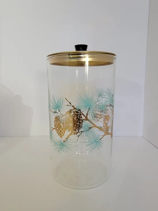 Gold-Accent Glass Coffee Carafe with Pinecone Motif - Clear/Gold - Picture 2 of 6
